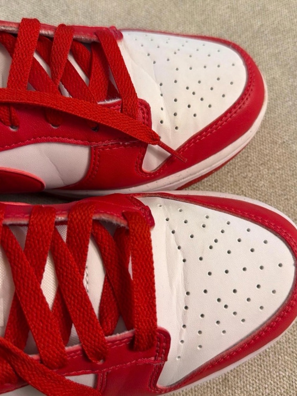 Nike Red and White Low-Top Sneakers with Swoosh - Picture 4 of 4